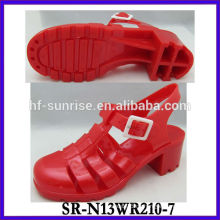 SR-N13WR210-7 (1) Damen-Absatz-Gelee-Sandelholze Frauen transparente Sandalen China Großhandel Gelee Sandalen